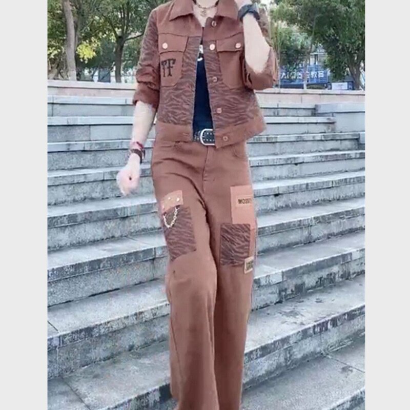 L335大爱美依缘2026秋季新款休闲时尚显瘦两件套短外套阔腿裤女潮