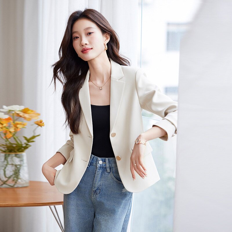 收腰西装外套女小个子春秋季2025新款高级感气质韩系修身西服上衣