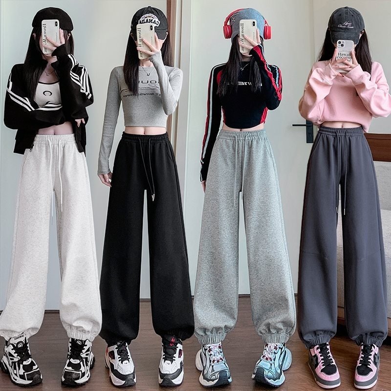 小个子运动裤子女秋冬新款2024慵懒美式卫裤女高腰宽松,女装/女士精品,卫裤,淘宝优惠券,粉丝福利购,淘宝优惠卷