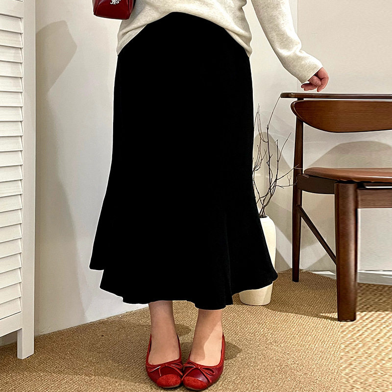 大码女装半身裙高腰大裙摆垂感a2026春胖mm显瘦针织鱼尾裙女21937