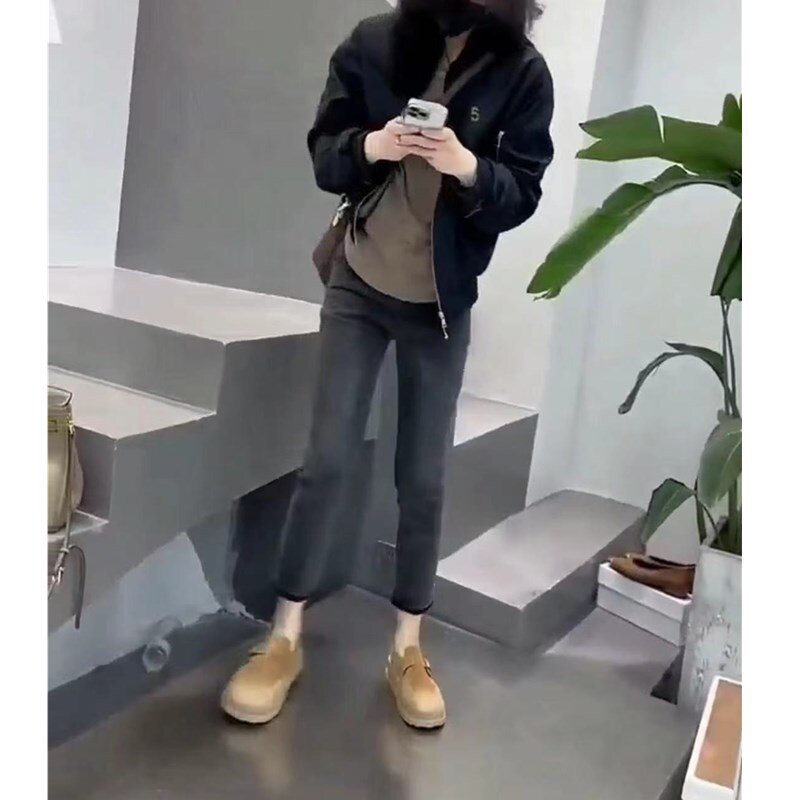 23612大爱美依缘2025秋季新小个子夹克休闲外套修身显瘦牛仔裤女
