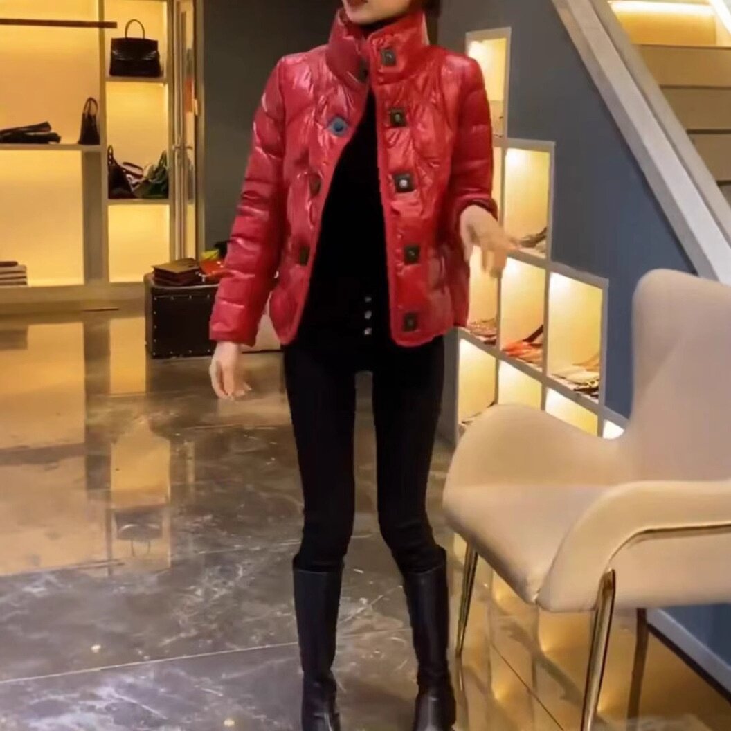 9736大爱美依缘2025时髦简约韩版立领羽绒棉服外套轻薄显瘦百搭外