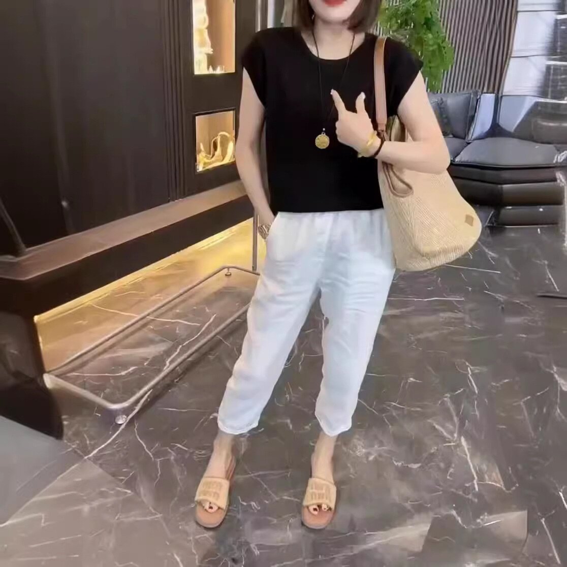 24381大爱美依缘2026夏季新款时尚漏背抽绳上衣休闲小脚裤洋气女