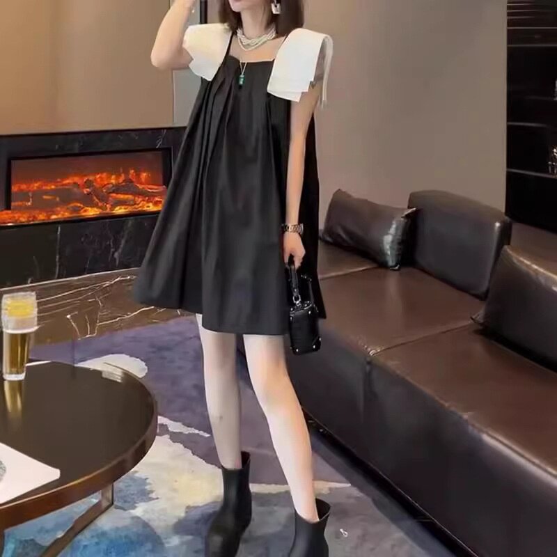 24295大爱美依缘2026夏季新款韩版无袖小个子宽松减龄遮肉连衣裙
