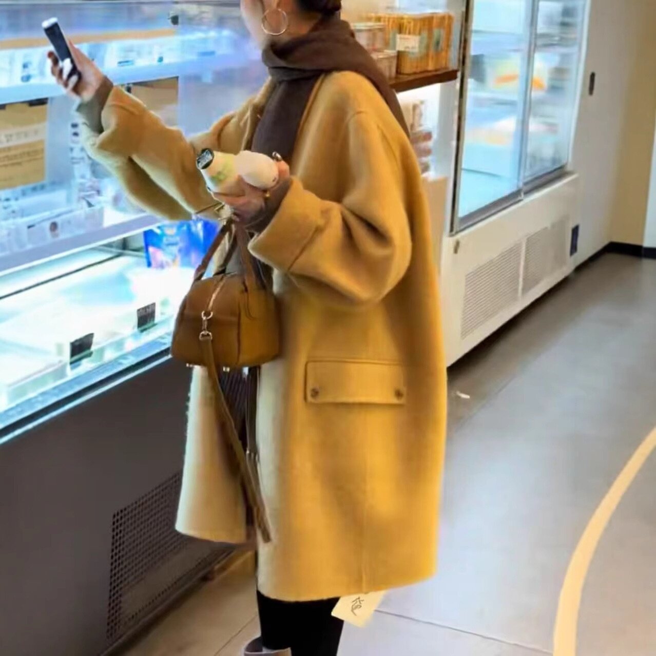 25972大爱美依缘2025秋冬新款韩版宽松中长款呢子大衣时尚外套女
