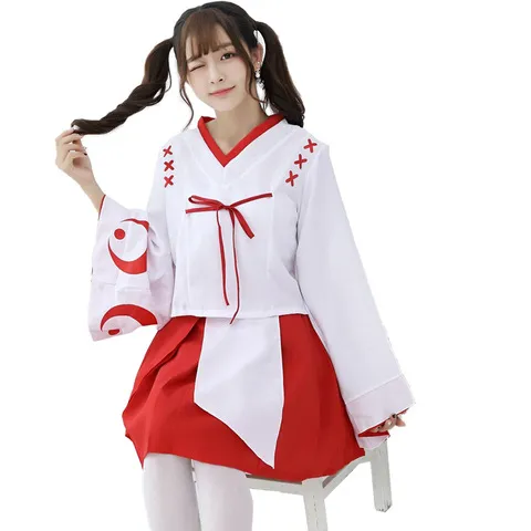 新月cosplay服装套装动漫日本和风新款桔梗改良版巫女和服女装
