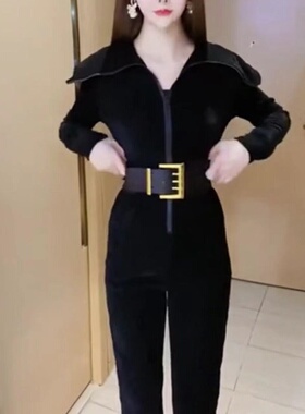 88161大爱美依缘2025春秋新款时尚长袖连体裤送腰带修身显瘦女潮