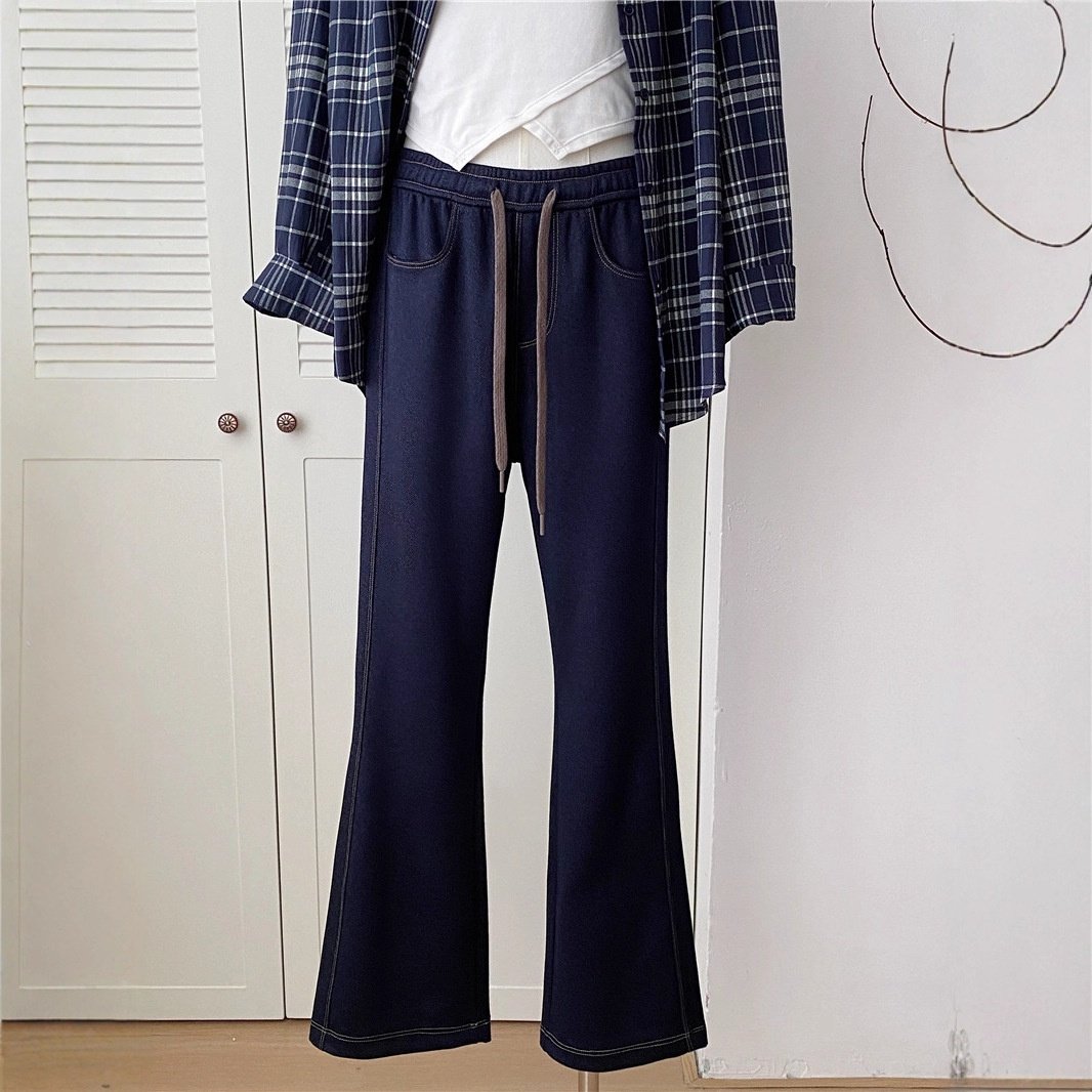 微喇牛仔裤女2025早秋新款喇叭裤蓝色高腰显瘦拖地裤,女装/女士精品,休闲裤,淘宝优惠券,粉丝福利购,淘宝优惠卷