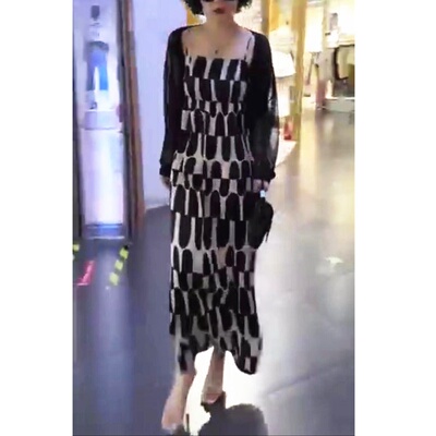 23382大爱美依缘2025夏季新款洋气吊带长款连衣裙长袖防晒外搭女