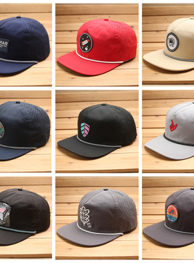 功能吸汗带户外防晒激光打孔软顶平檐网眼棒球帽5panel campcap