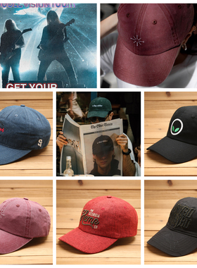 欧美网红小众复古刺绣软顶棒球帽男女春秋弯檐鸭舌帽vintage潮帽