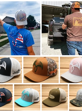 美国小众孤品星条旗户外迷彩露营狩猎射击垂钓弯檐硬顶遮阳透气网