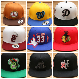 小众欧美职棒联名baseball cap刺绣平沿檐硬顶嘻哈棒球帽snapback