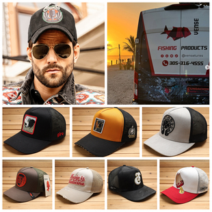 CAPS孤品棒球帽 8月ins英伦潮牌玩味高顶硬顶弯檐卡车网帽TRUCKER