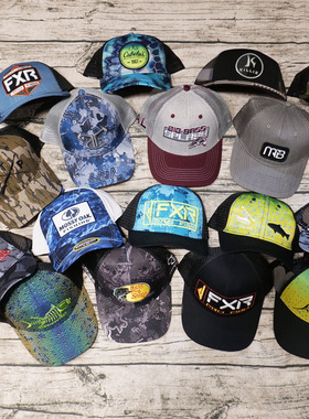 4月欧美渔具狩猎路亚飞蝇鲤垂钓鱼帽迷彩户外遮阳透气网眼鸭舌帽