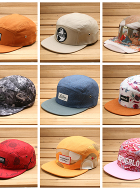 欧美小众国外港风复古露营风5panel cap五片平檐软顶鸭舌棒球帽