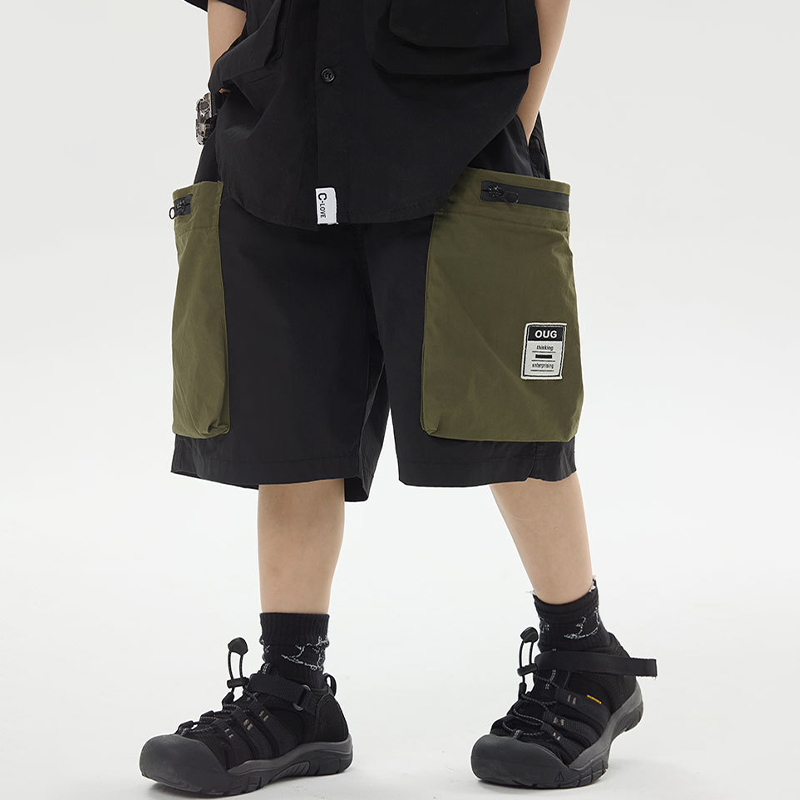 撞色拼接五分裤儿童休闲速干中裤