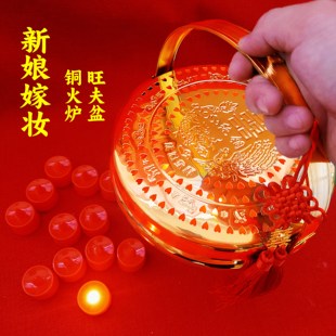 铜火铳手炉嫁妆新娘陪嫁铜火炉老式 乔迁电子火盆铜火囱结婚旺夫盆