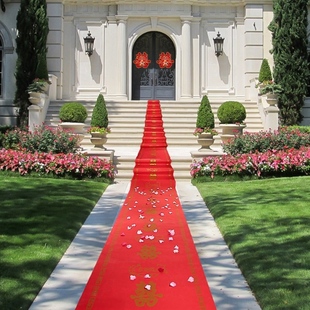 婚礼布置一次性红毯喜庆室外路引无纺布步步有喜地毯结婚楼梯装饰
