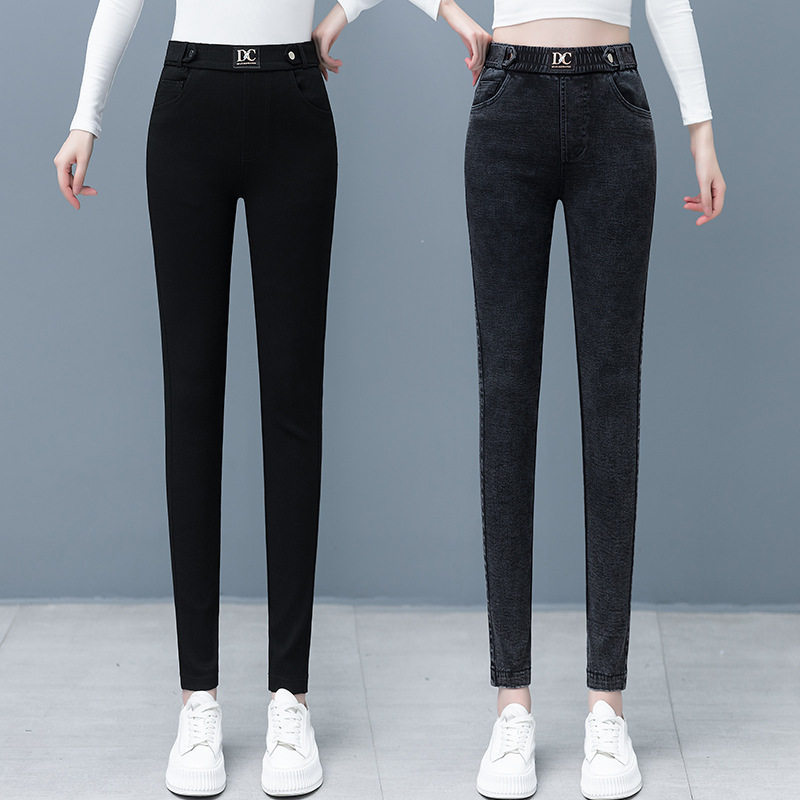 加绒加厚牛仔裤女秋冬新款大妈胖MM修身显瘦高腰弹力铅笔小脚裤子,女装/女士精品,牛仔裤,淘宝优惠券,粉丝福利购,淘宝优惠卷