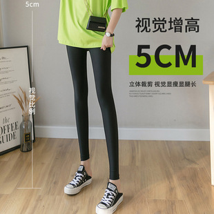 黑色冰丝打底裤女夏新款丝滑紧身弹力薄款外穿透气速干高腰运动裤
