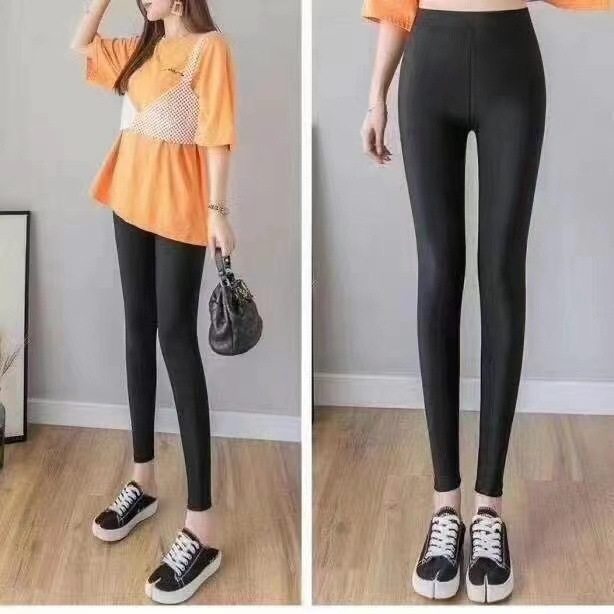 冰丝打底裤女外穿春夏薄款高腰弹力大码紧身显瘦健身瑜伽九分裤子