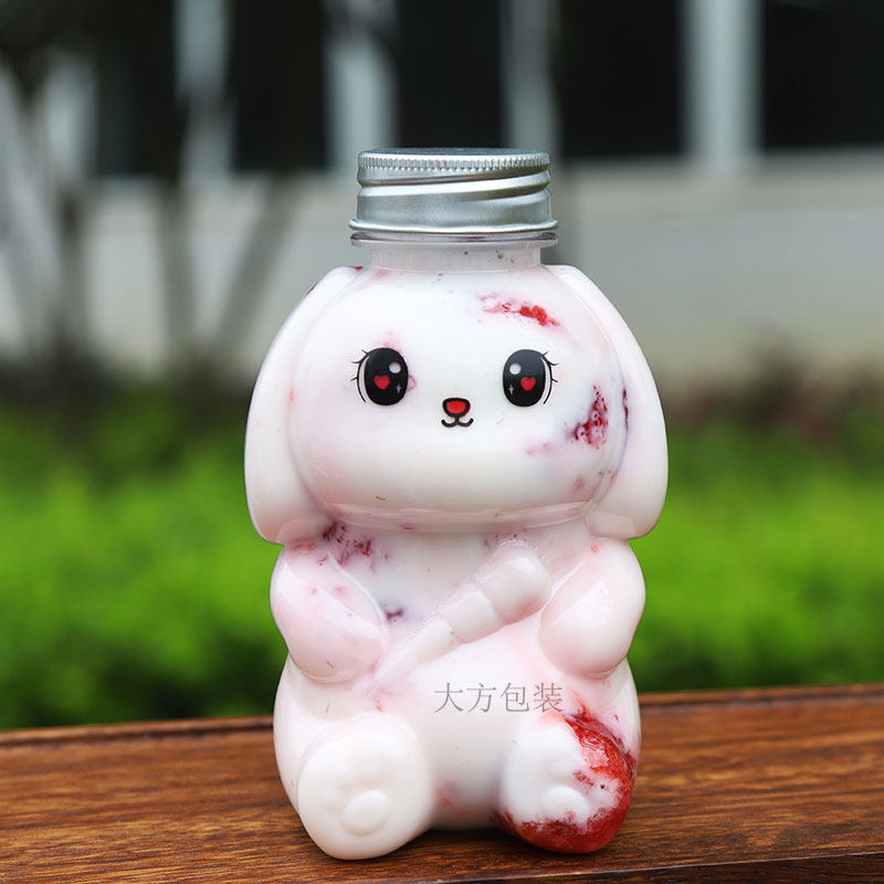 2023新款350ml食品级PET超萌小兔瓶奶茶果汁冷饮防漏饮品店打包瓶,餐饮具,塑杯,淘宝优惠券,粉丝福利购,淘宝优惠卷