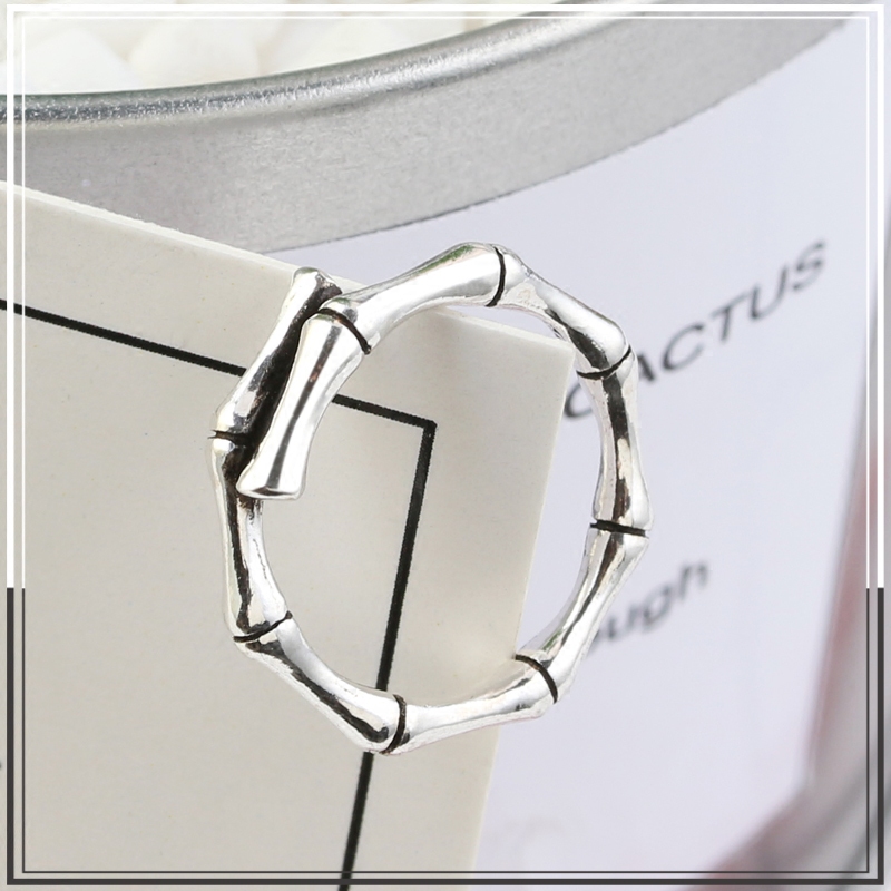 纯银竹节骨头活口S925戒指个性