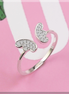 戒指女款镶钻韩国过敏s925纯银