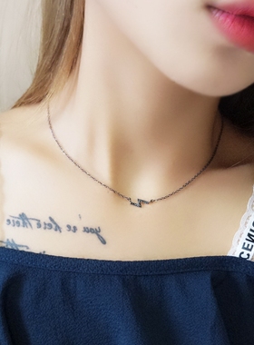 s925纯银个性几何黑色符号吊坠