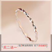 珍 袖 Sunfree珠宝尾戒小指戒韩版 925纯银超细水波纹关节戒指女窄款