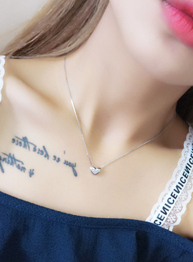 桃心纯银百搭吊坠项链送女友