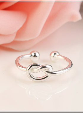 日韩风纯银爱心编织活口学生尾戒