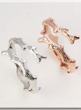 s925纯银个性树枝开口开口戒指