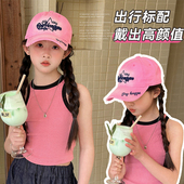 儿童新款 帽子假发一体仿真麻花辫假发百搭刺绣字母棒球帽假发头套