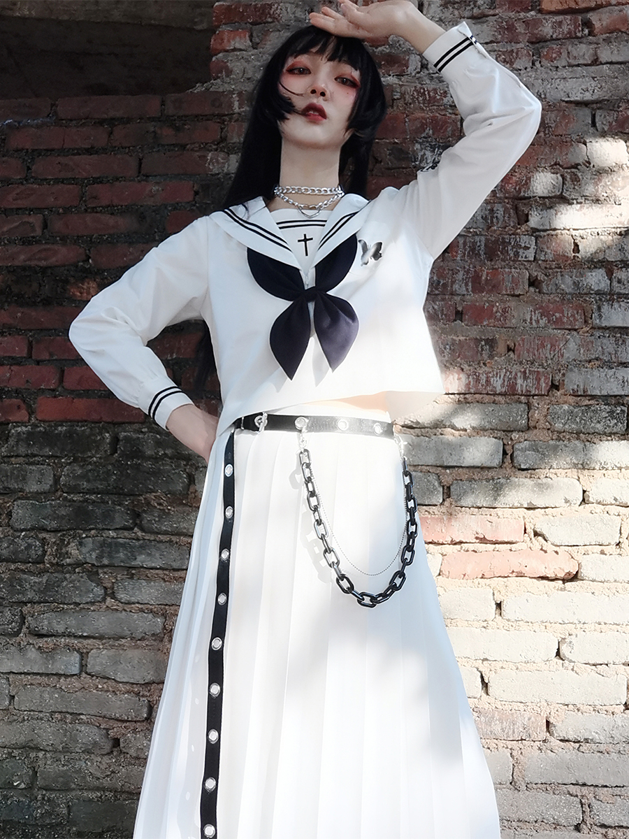 白色jk制服原创长袖水手服正统