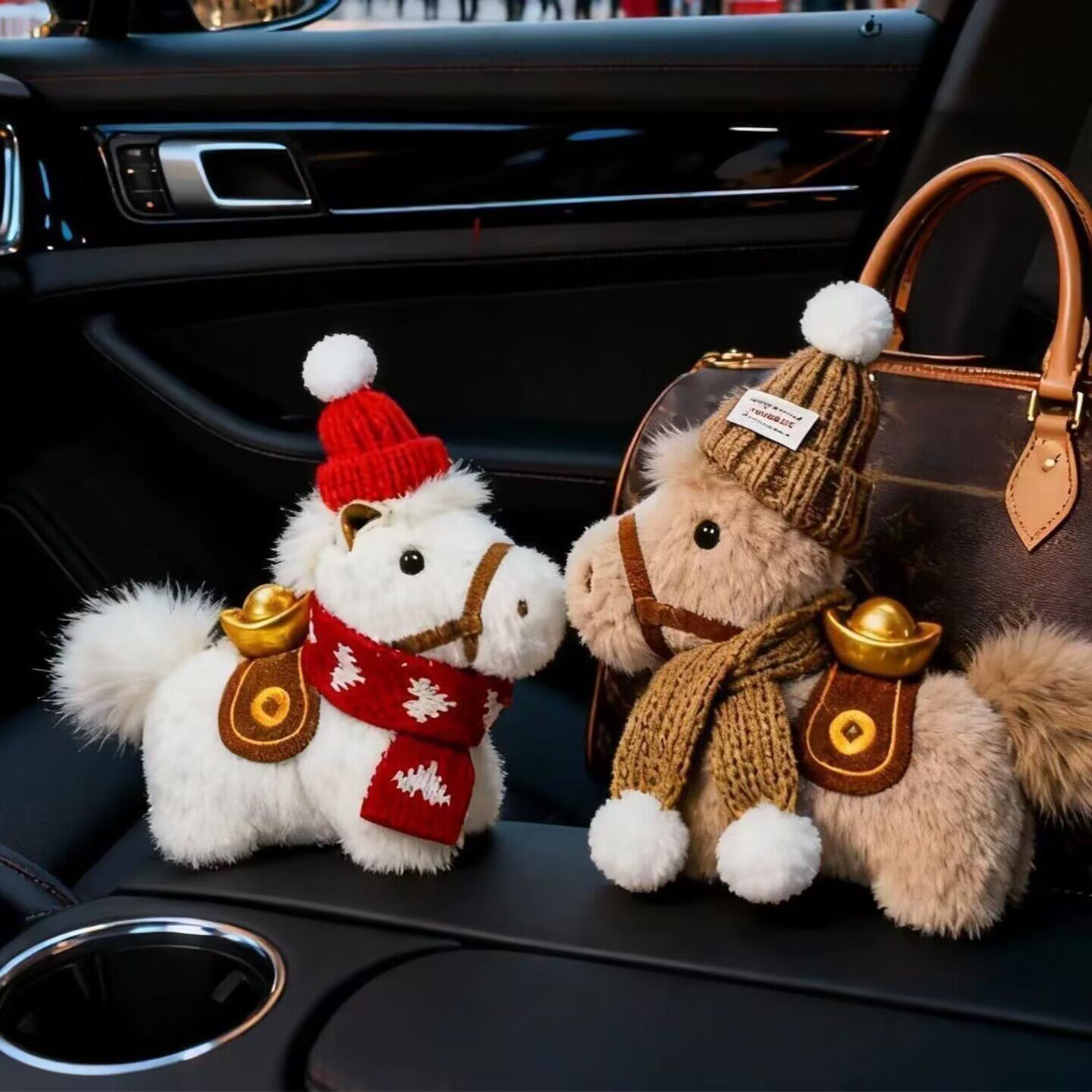 原创圣诞新年小马书包包挂件超可爱钥匙扣送女友礼物车挂毛绒公仔