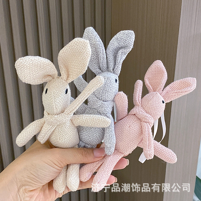 创意许愿兔毛绒玩具挂件麻布兔钥匙扣公仔包包挂件女生小礼物图片