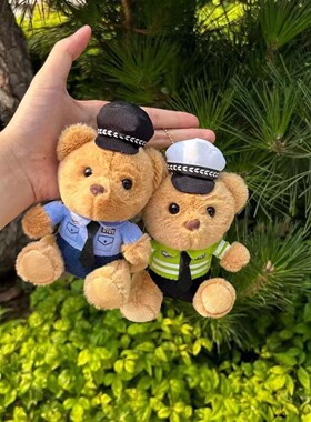 警察消防小熊公仔网红铁骑玩偶