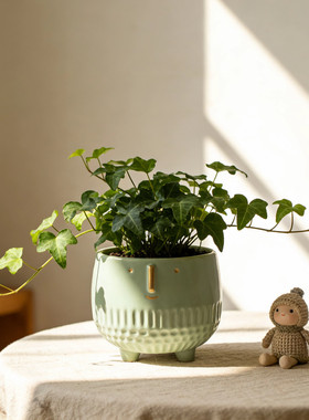 Mimi北欧极简陶瓷带脚花盆家居创意装饰ins风绿植有孔多肉小花器