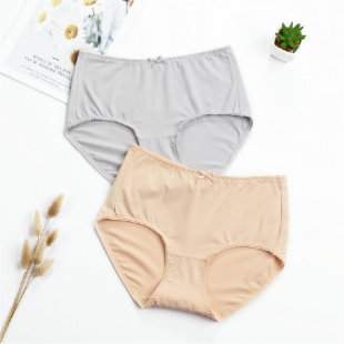 蝶安芬纯色简约弹力莫代尔棉女士高腰平角内裤 柔软舒适好穿