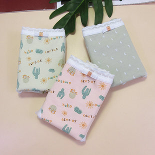 透气柔软抗菌裆 甜美亲肤纯棉女士中腰小平角内裤 3条价 蝶安芬新款