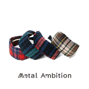 韩版格子发箍女复古拼接格子发饰头箍高炉顶显脸小