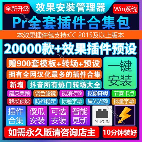 Pr2026插件全套合集包一键中文安装调色转场磨皮美颜防抖字幕预设