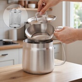 不锈钢滤油壶猪油罐厨房家用防漏带滤网大容量储油罐实用耐用