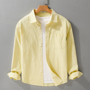 经典款式牛津纺长袖衬衫宽松休闲简约经典青年纯棉质感打底男衬衣