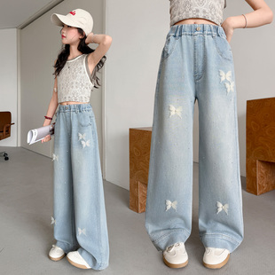 女童牛仔裤春夏薄款长裤儿童春款裤子中大童春装直筒裤女孩阔腿裤