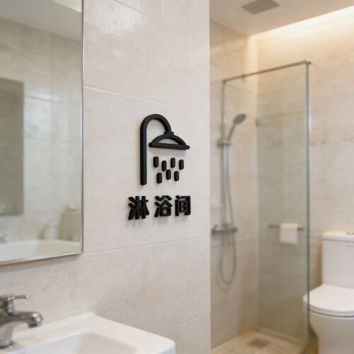 创意淋浴间标识洗浴间门牌 酒店会所宾馆淋浴间标识提示牌定制 - 封面