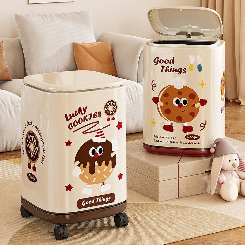 MUJIEMI垃圾桶家庭用客厅新款轻奢高档厨房带滑轮高颜值意式极简