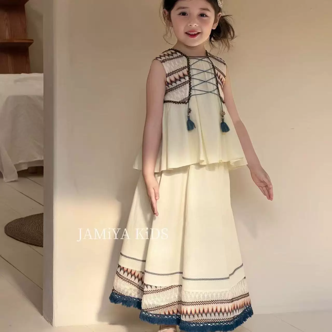 ja正品2026年夏装女童韩版百搭新中式国风连衣裙女孩洋气宽松套装